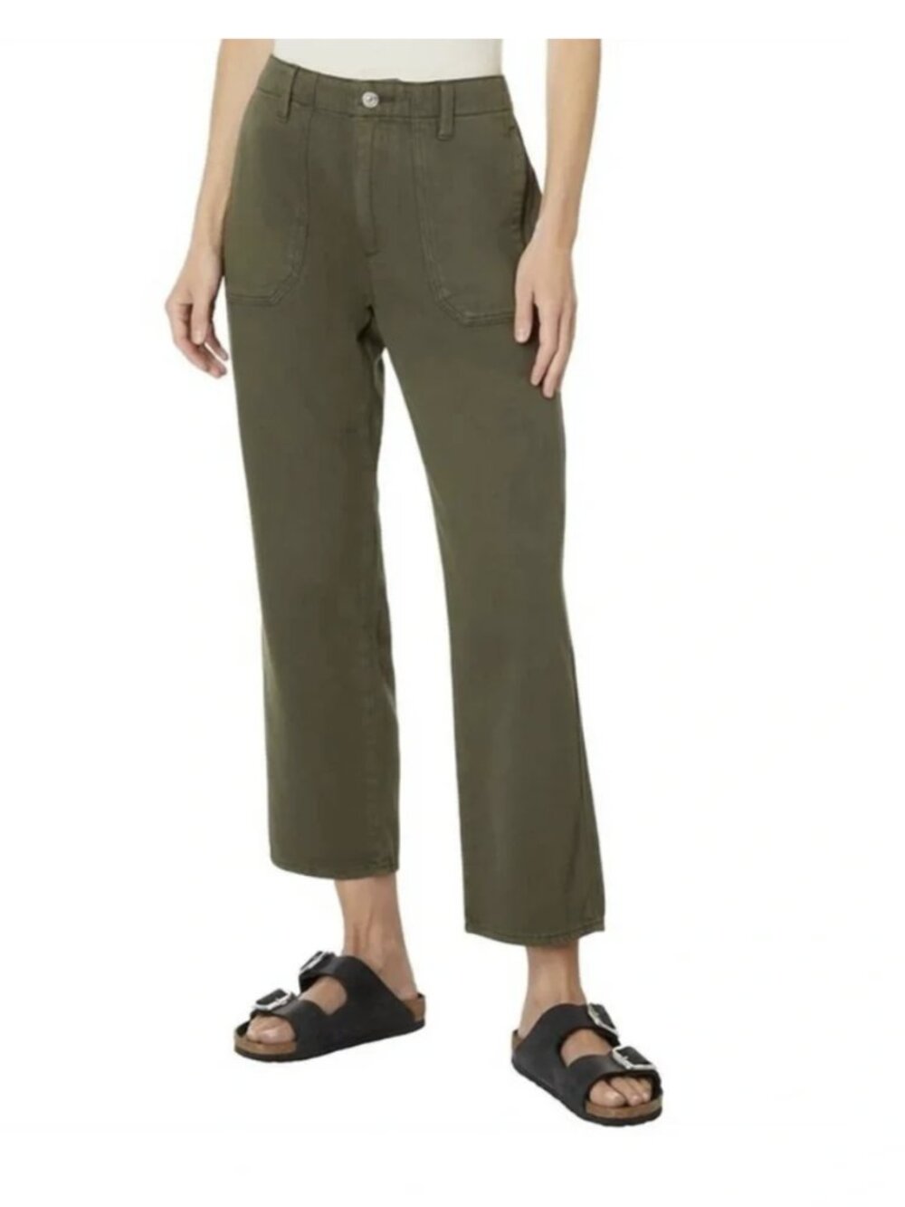 PAIGE Kirby Button Fly Crop Flare Jeans Size 32 $59